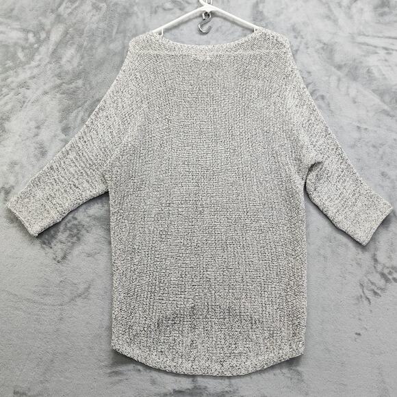 Ann Taylor LOFT Lounge Sweater Womens S Gray Half Sleeve High Low Hem Marl Knit - Picture 2 of 7